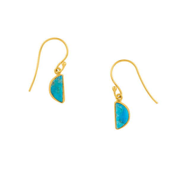 Turquoise Half Moon Earrings - Gold