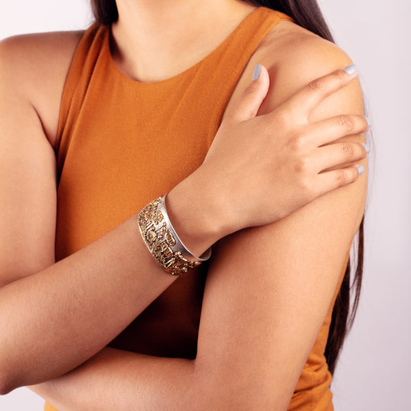 Poppy Cuff in Silver with Bronze Accents