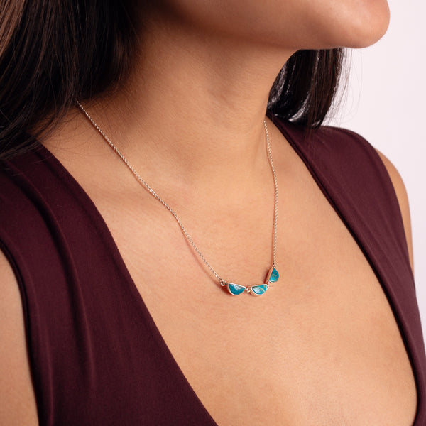 Turquoise Half Moon Trio Necklace - 16-18" L