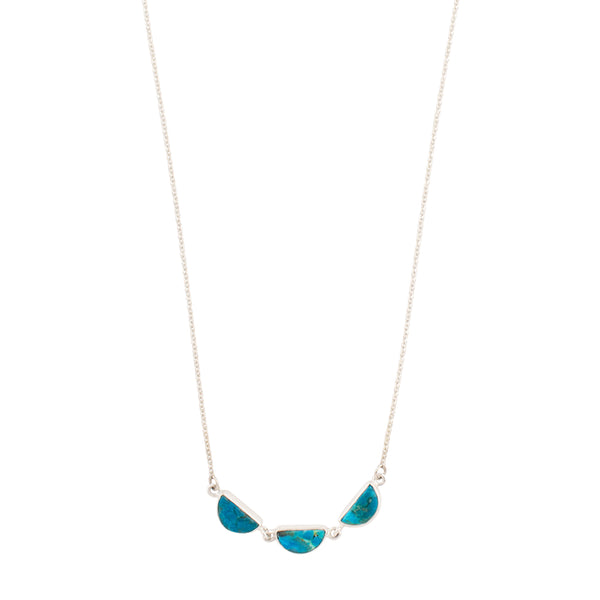 Turquoise Half Moon Trio Necklace - 16-18" L
