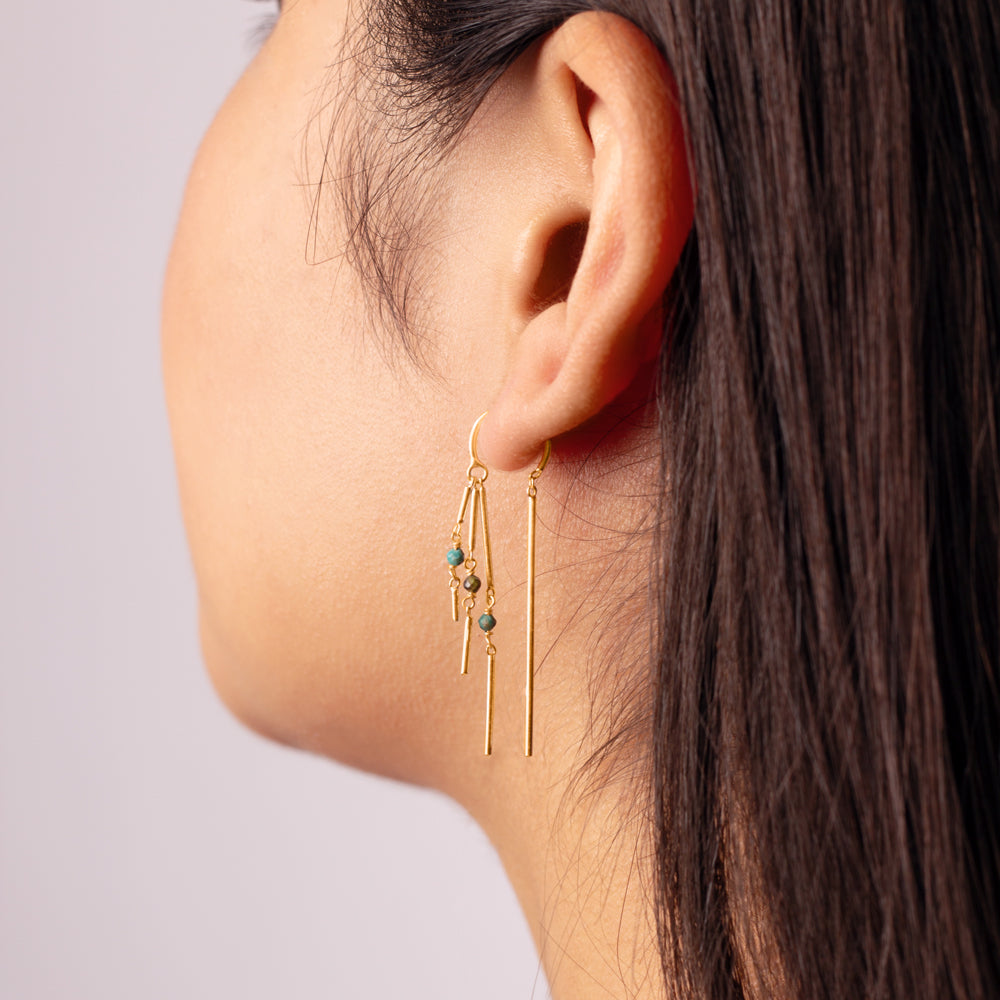 Stone Fringe Dancer Threaders - Gold/Turquoise