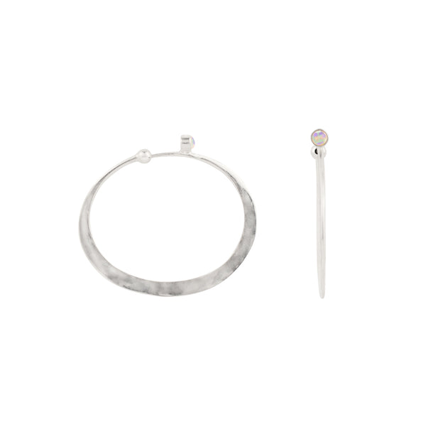 Illusion Hoops in Opal & Silver - Large