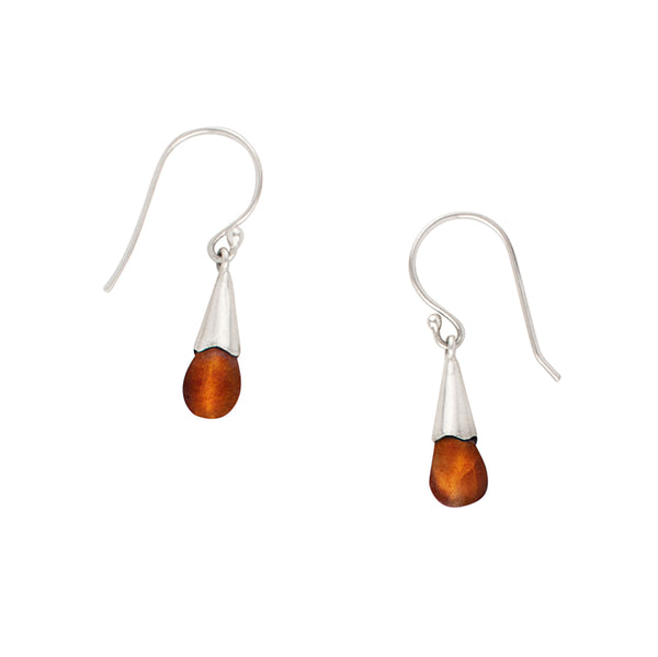 Capped Stone Drop Earrings in Hessonite