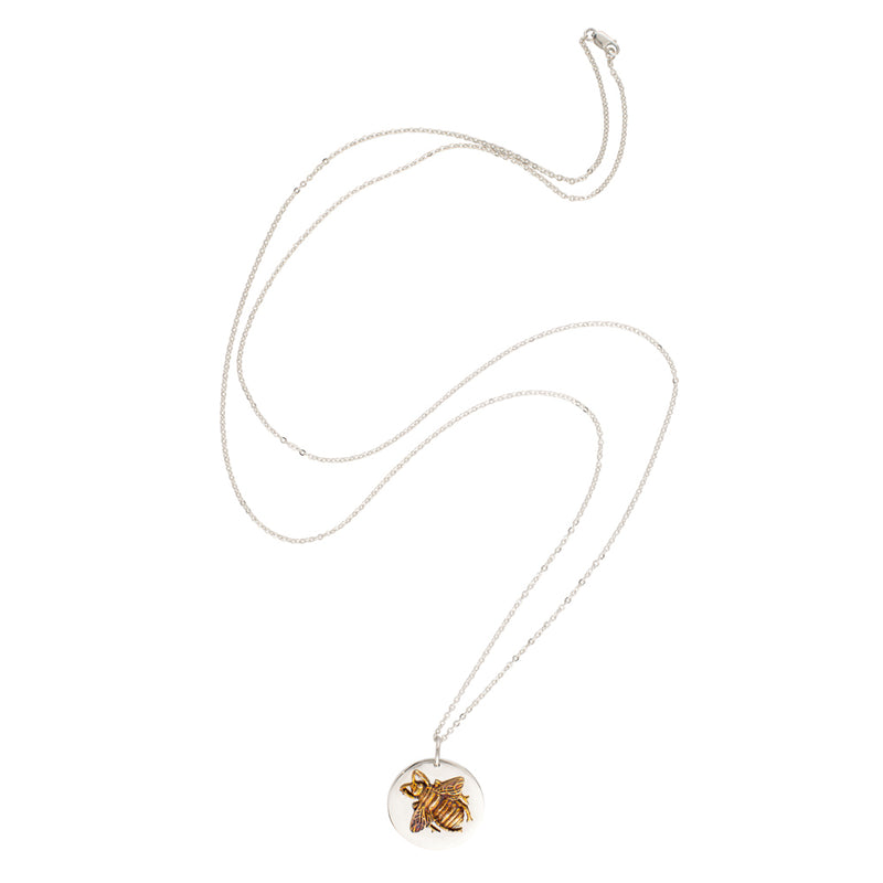 Bee Musing Necklace in Two-Tone Bronze & Silver