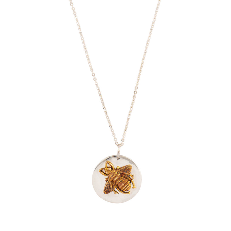 Bee Musing Necklace in Two-Tone Bronze & Silver