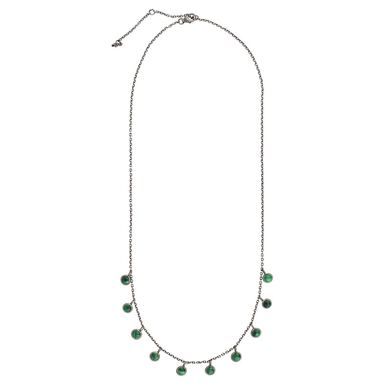 Many Moons Necklace in Malachite & Antiqued Silver