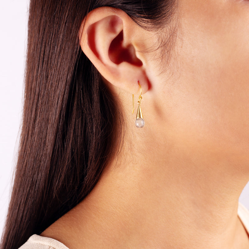 Capped Stone Earrings in Black Rutilated Quartz & Silver