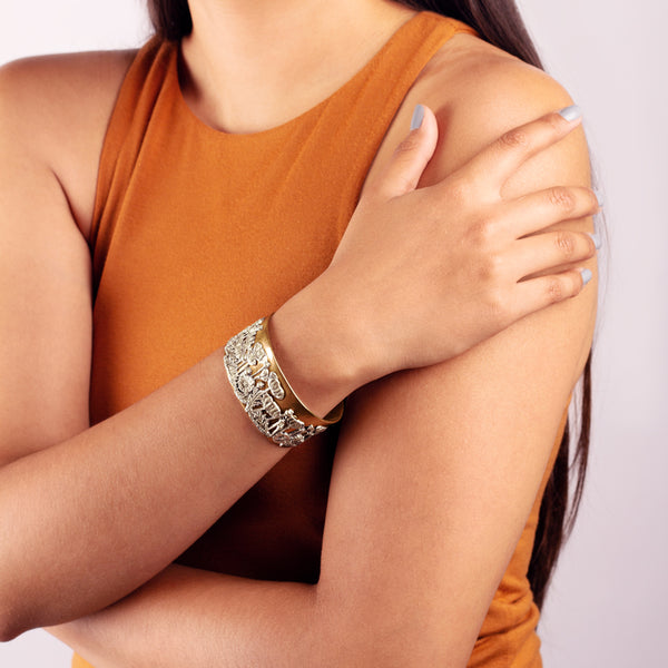 Poppy Cuff in Bronze with Silver Accents