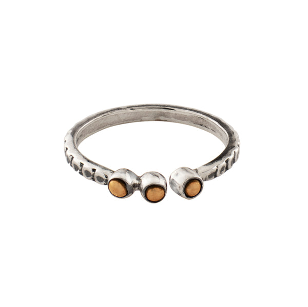 Bronze Bead Souffle Ring - 3 Beads with Dots