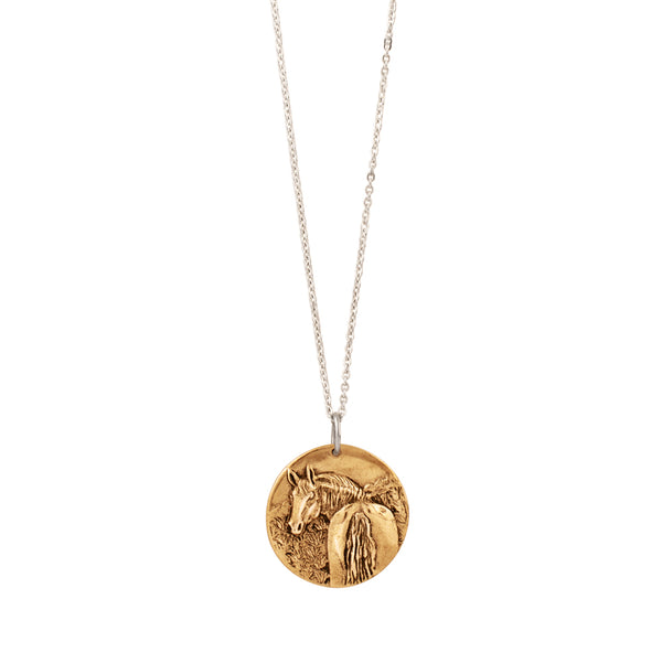 Horse Musing Necklace in Bronze