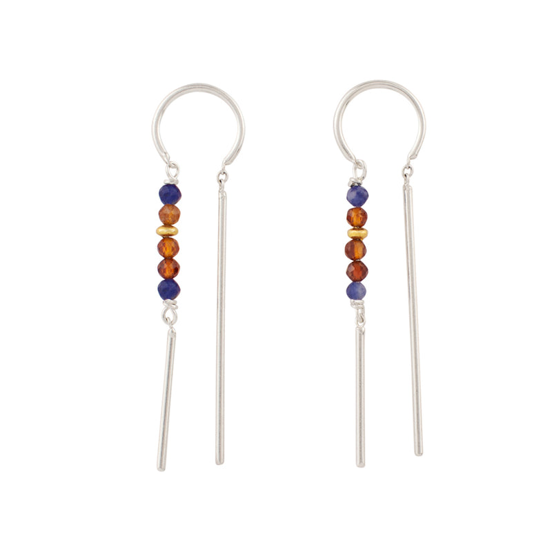 Beaded Dancer Threaders in Sodalite & Hessonite