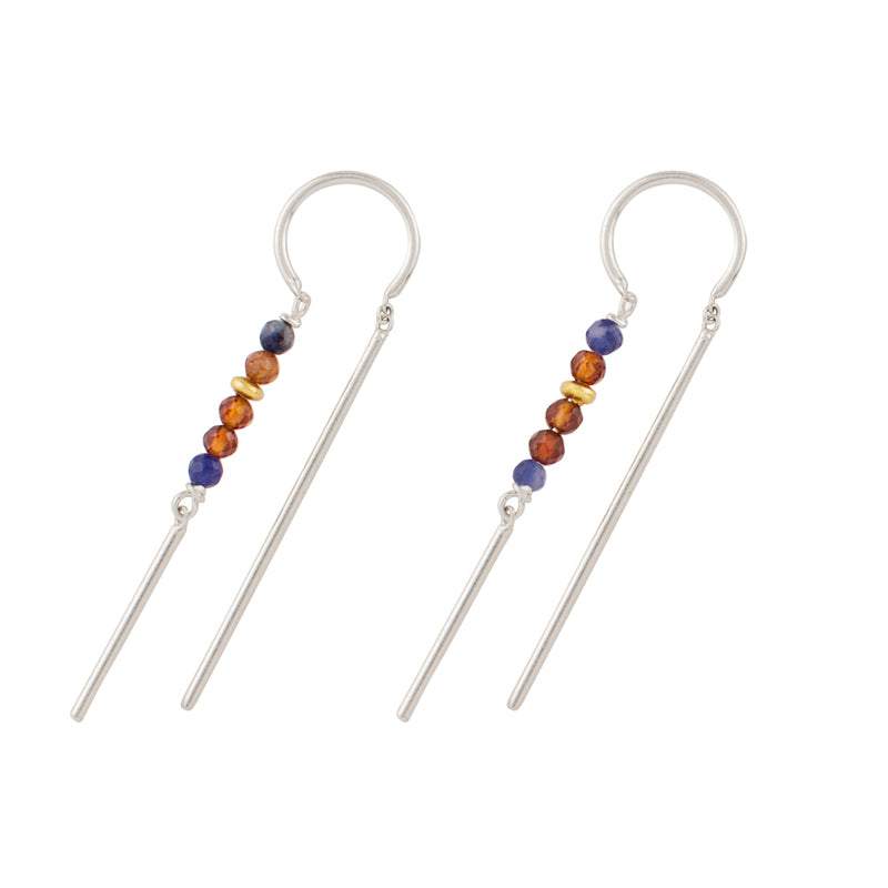 Beaded Dancer Threaders in Sodalite & Hessonite