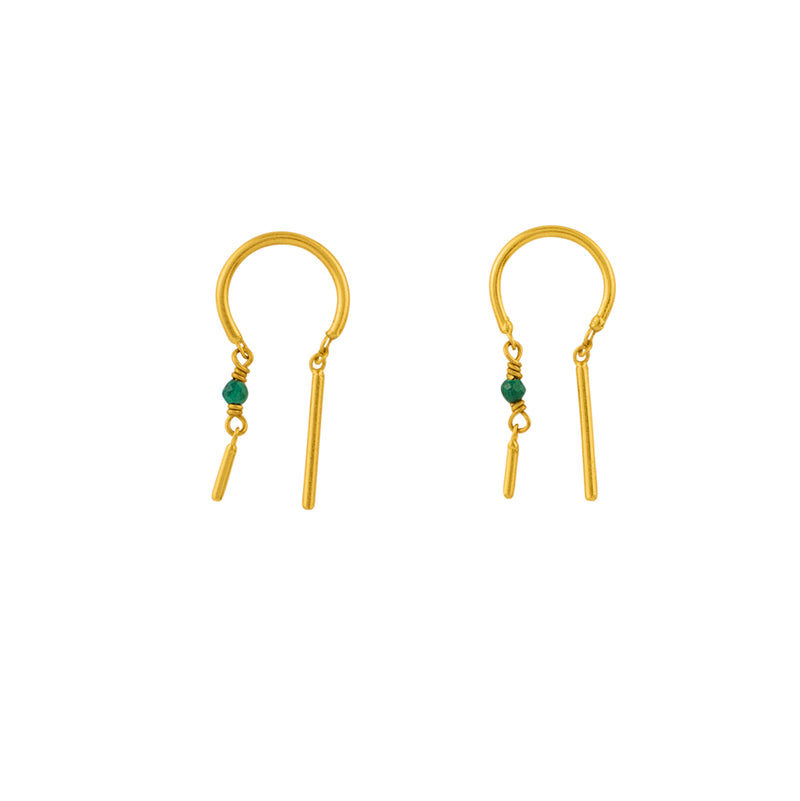 Stony Tiny Dancer Threaders in Malachite & Gold - 3/4" L