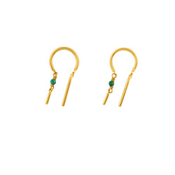 Stony Tiny Dancer Threaders in Malachite & Gold - 3/4" L