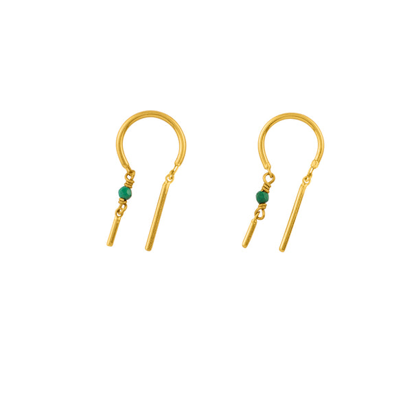 Stony Tiny Dancer Threaders in Malachite & Gold - 3/4" L