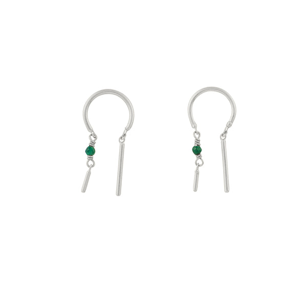 Stony Tiny Dancer Threaders in Malachite & Silver - 3/4" L