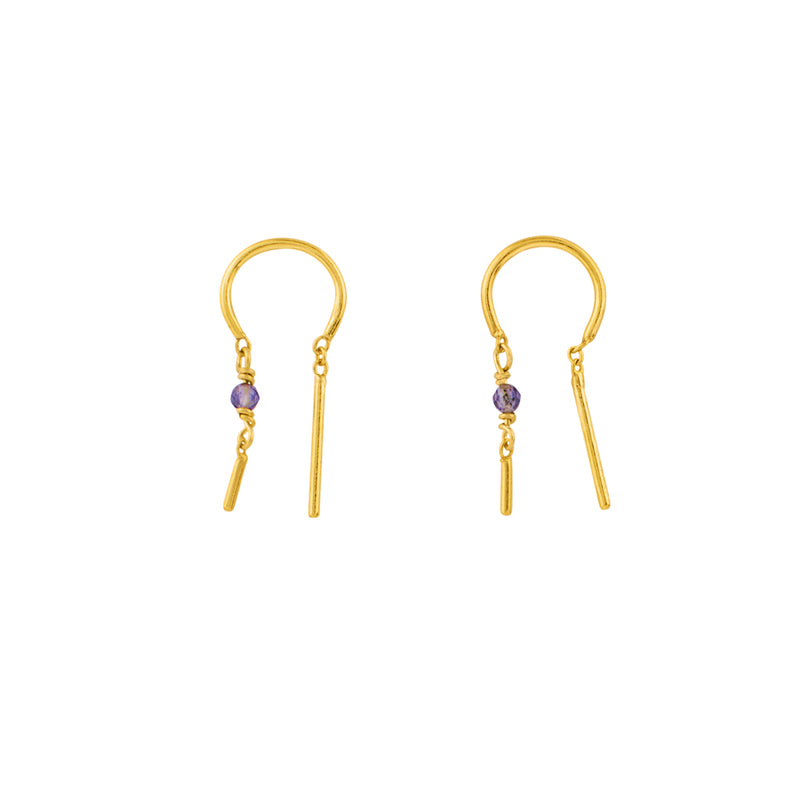 Stony Tiny Dancer Threaders in Iolite & Gold - 3/4" L