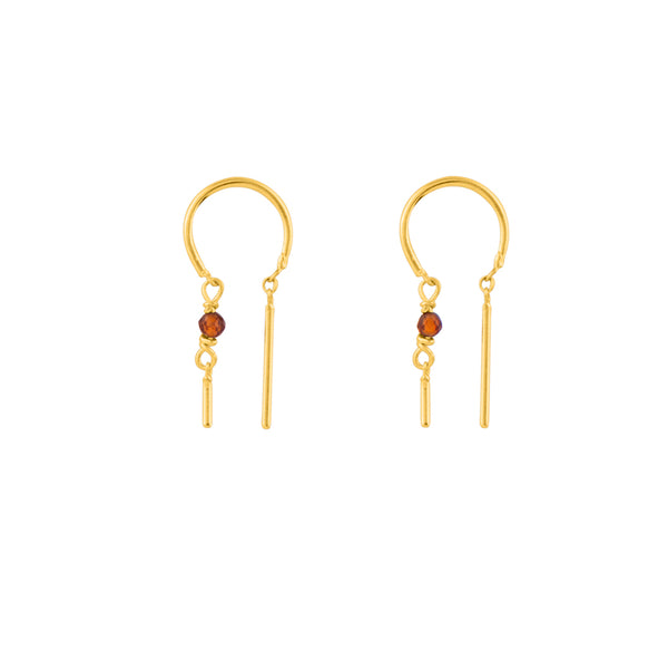 Stony Tiny Dancer Threaders in Hessonite & Gold - 3/4" L
