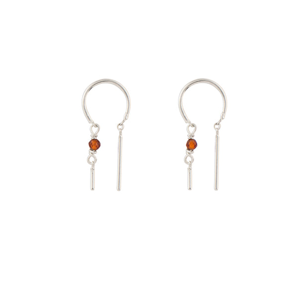 Stony Tiny Dancer Threaders in Hessonite & Silver - 3/4" L