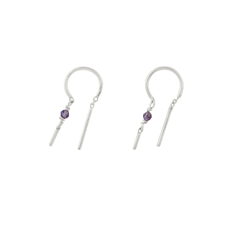 Stony Tiny Dancer Threaders in Iolite & Silver - 3/4" L