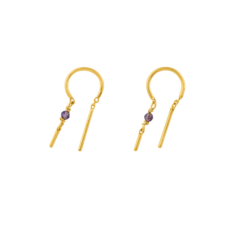 Stony Tiny Dancer Threaders in Iolite & Gold - 3/4" L