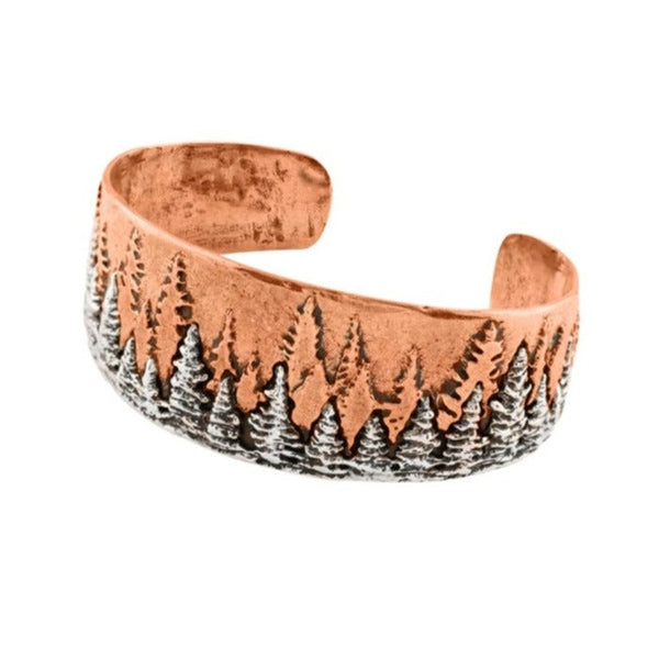 Treeline Cuff - Narrow in Copper with Silver Accents