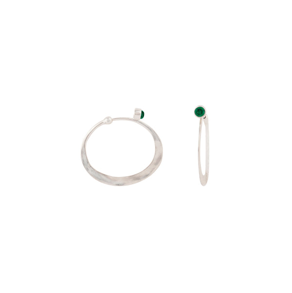 Illusion Hoops in Emerald & Silver - Small