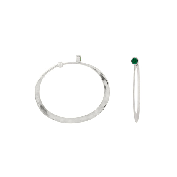 Illusion Hoops in Emerald & Silver - Large