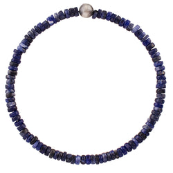 Stone & Sterling Stretch Bracelet- Sodalite Heishi (Unisex)