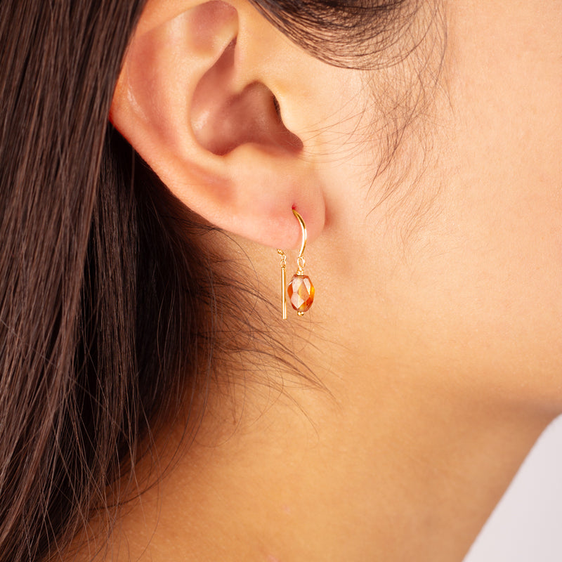 Oblong Stony Dancer Threaders in Hessonite & Gold - 3/4" L