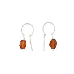 Oblong Stony Dancer Threaders in Hessonite & Silver - 3/4" L