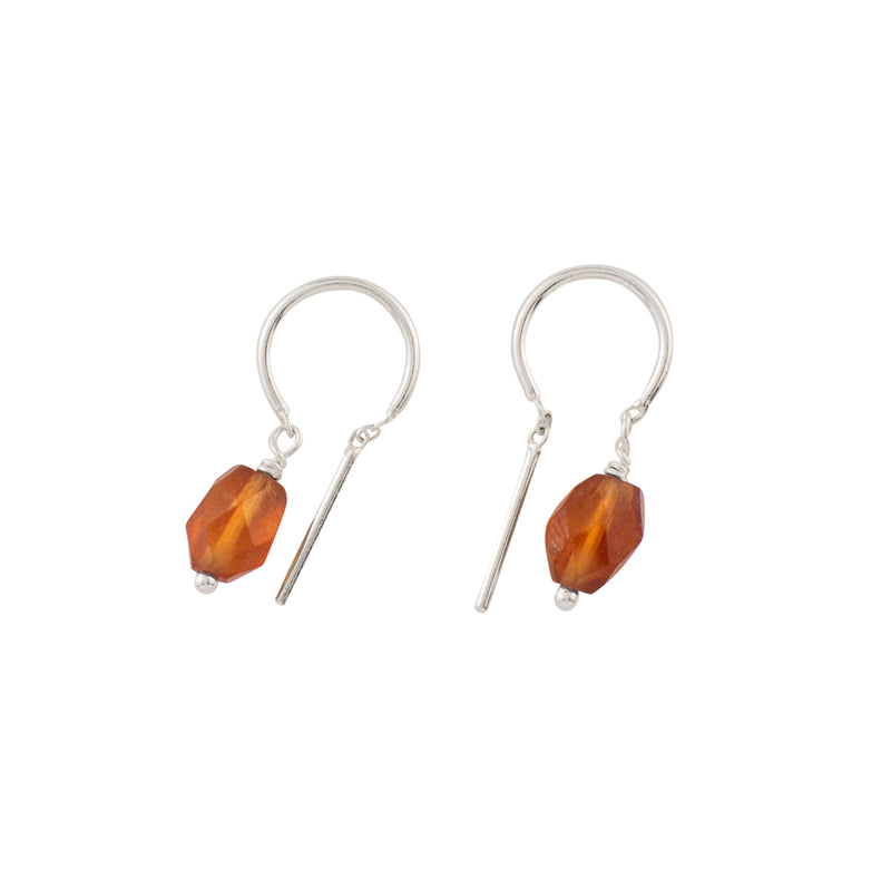 Oblong Stony Dancer Threaders in Hessonite & Silver - 3/4" L