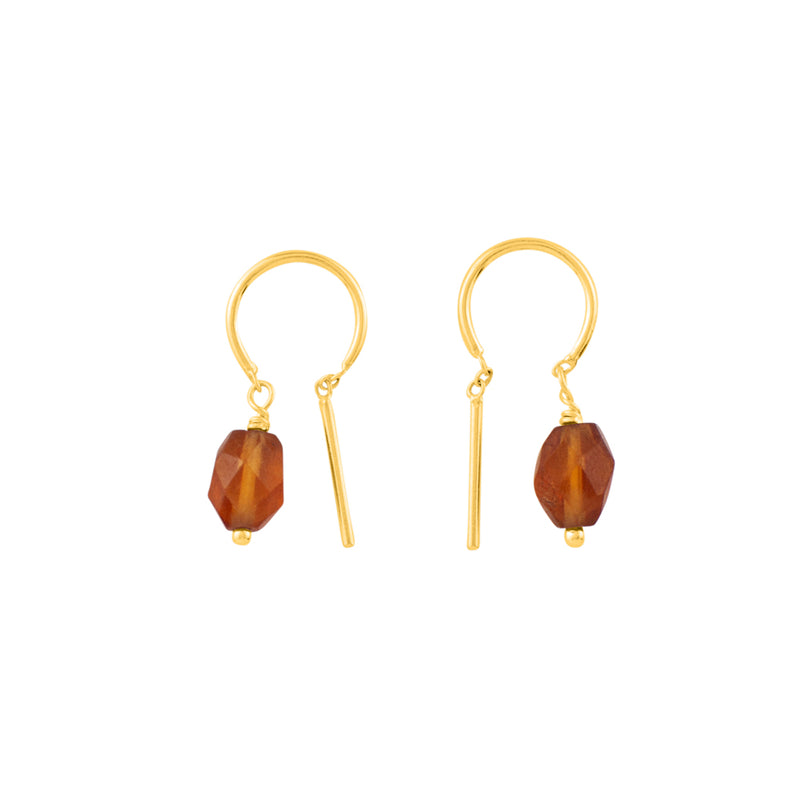 Oblong Stony Dancer Threaders in Hessonite & Gold - 3/4" L
