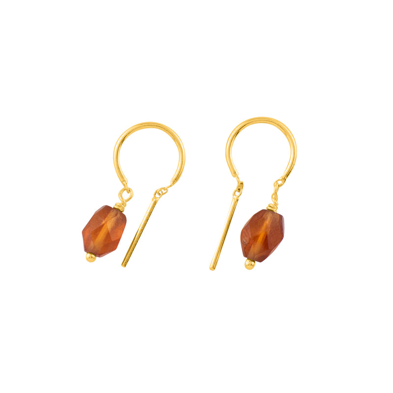 Oblong Stony Dancer Threaders in Hessonite & Gold - 3/4" L