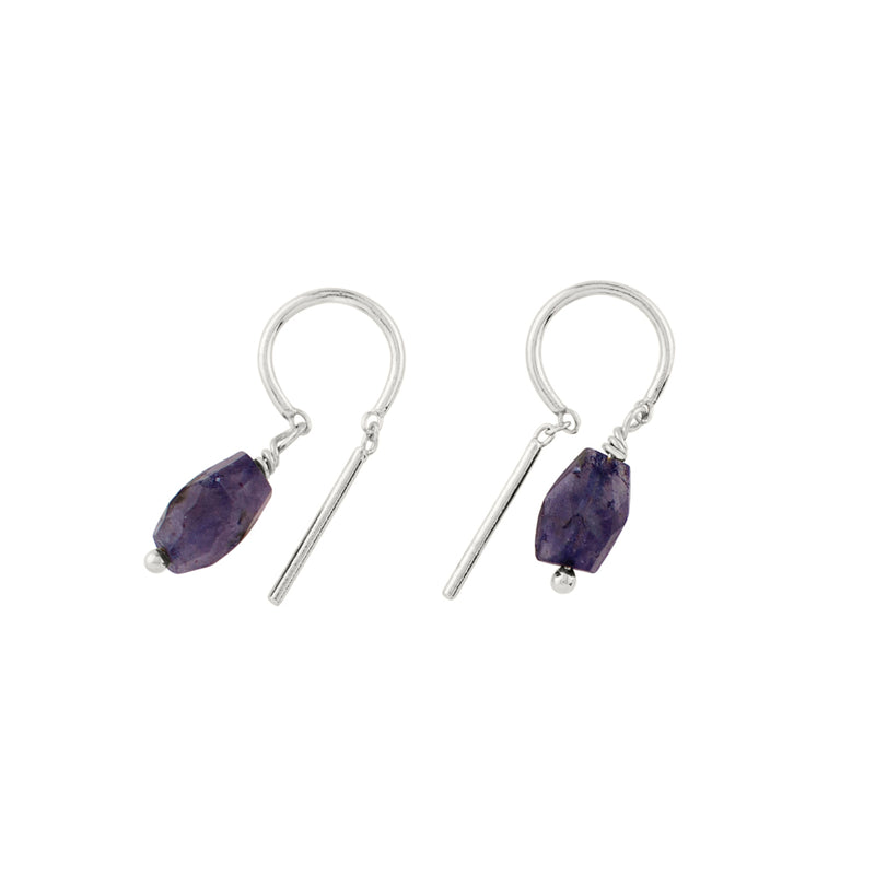 Oblong Stony Dancer Threaders in Iolite & Silver - 3/4" L