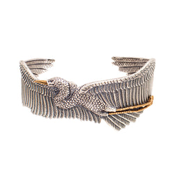 Egret Cuff in Silver with Bronze Accents