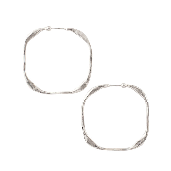 Square Up Hoops in Silver - 1 1/2"
