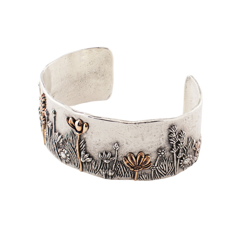 Wildflower Cuff Bracelet in Silver with Bronze Accents