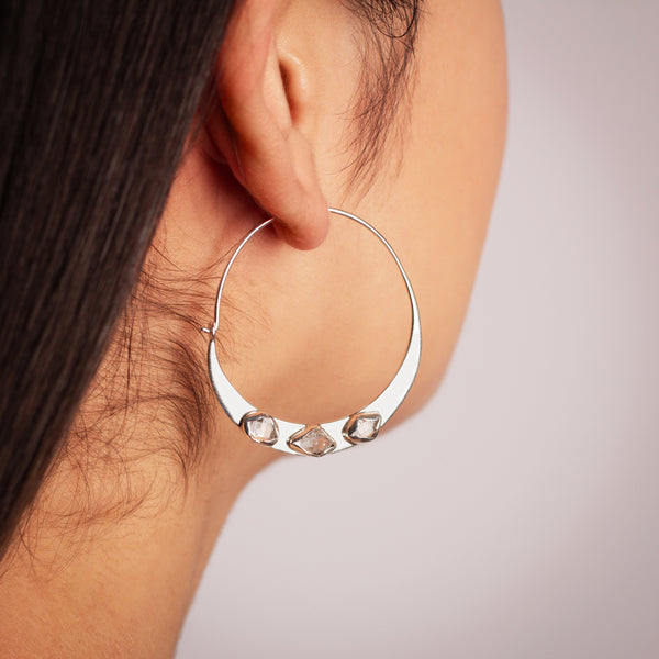 Herkimer Arc Hoops in Silver - 1 1/2"