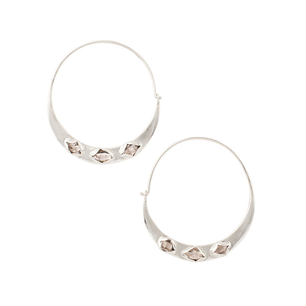 Herkimer Arc Hoops in Silver - 1 1/2"