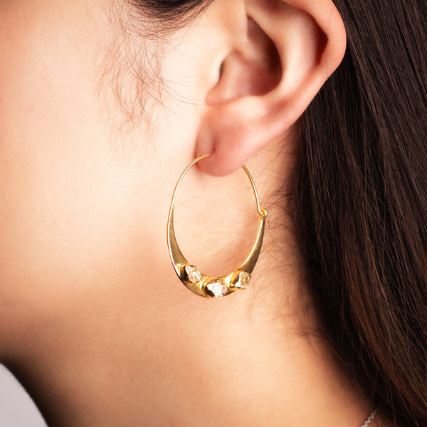 Herkimer Arc Hoops in Gold - 1 1/2"
