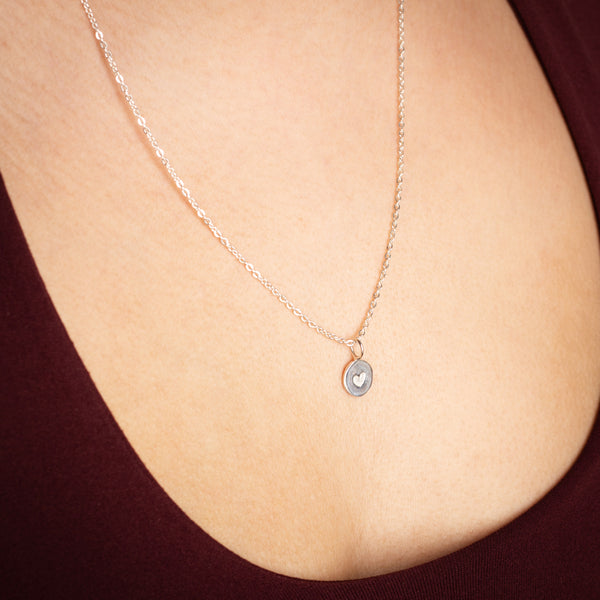 Round Hand-Stamped Heart Necklace