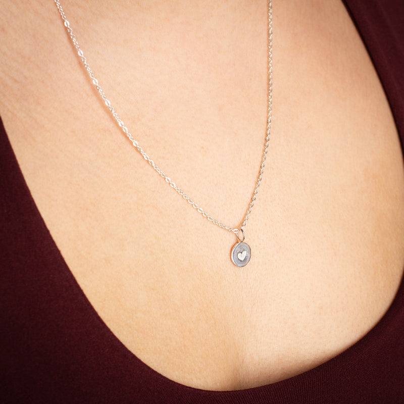 Round Hand-Stamped Heart Necklace