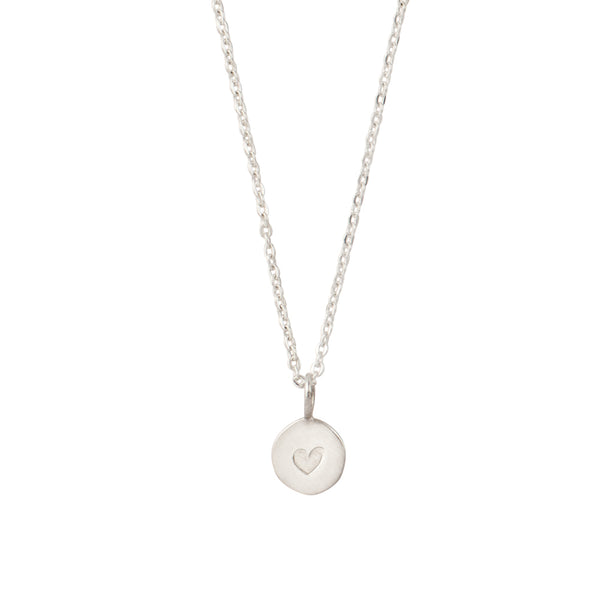 Round Hand-Stamped Heart Necklace