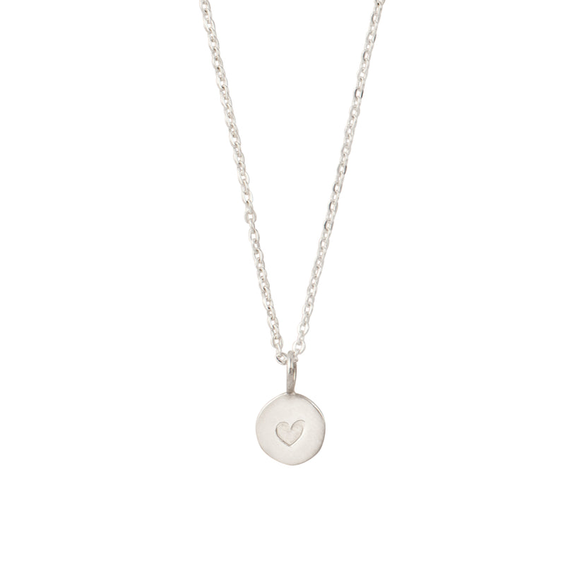 Round Hand-Stamped Heart Necklace