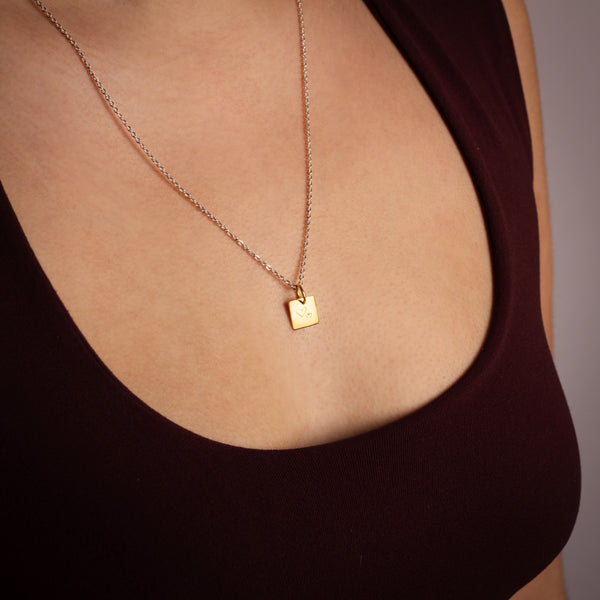 Hand-Stamped Heart Necklace- Square