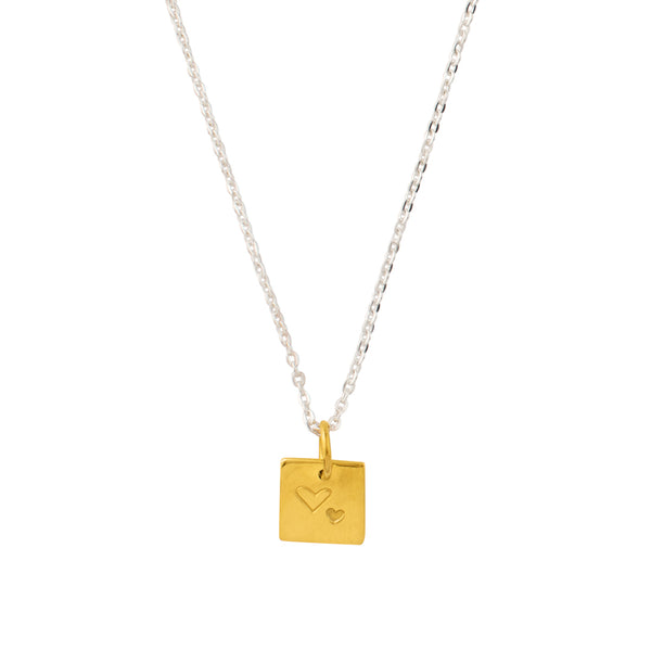 Hand-Stamped Heart Necklace- Square