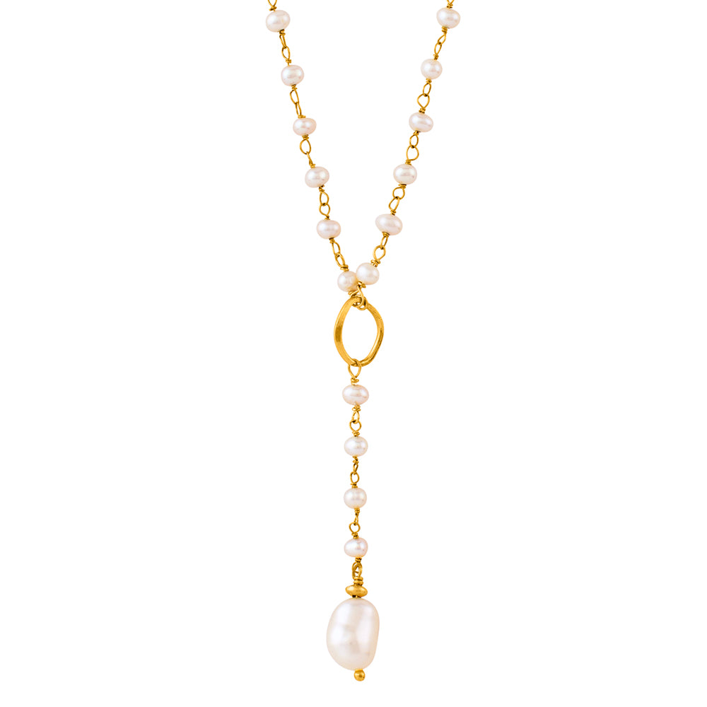 In My Orbit Necklace in Pearl & Gold