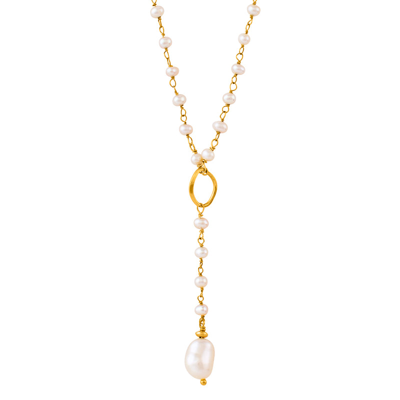 In My Orbit Necklace in Pearl & Gold
