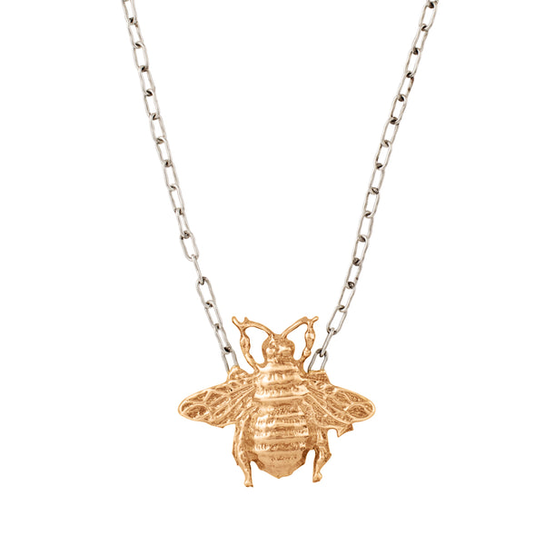Big Bee Medallion Necklace in Bronze